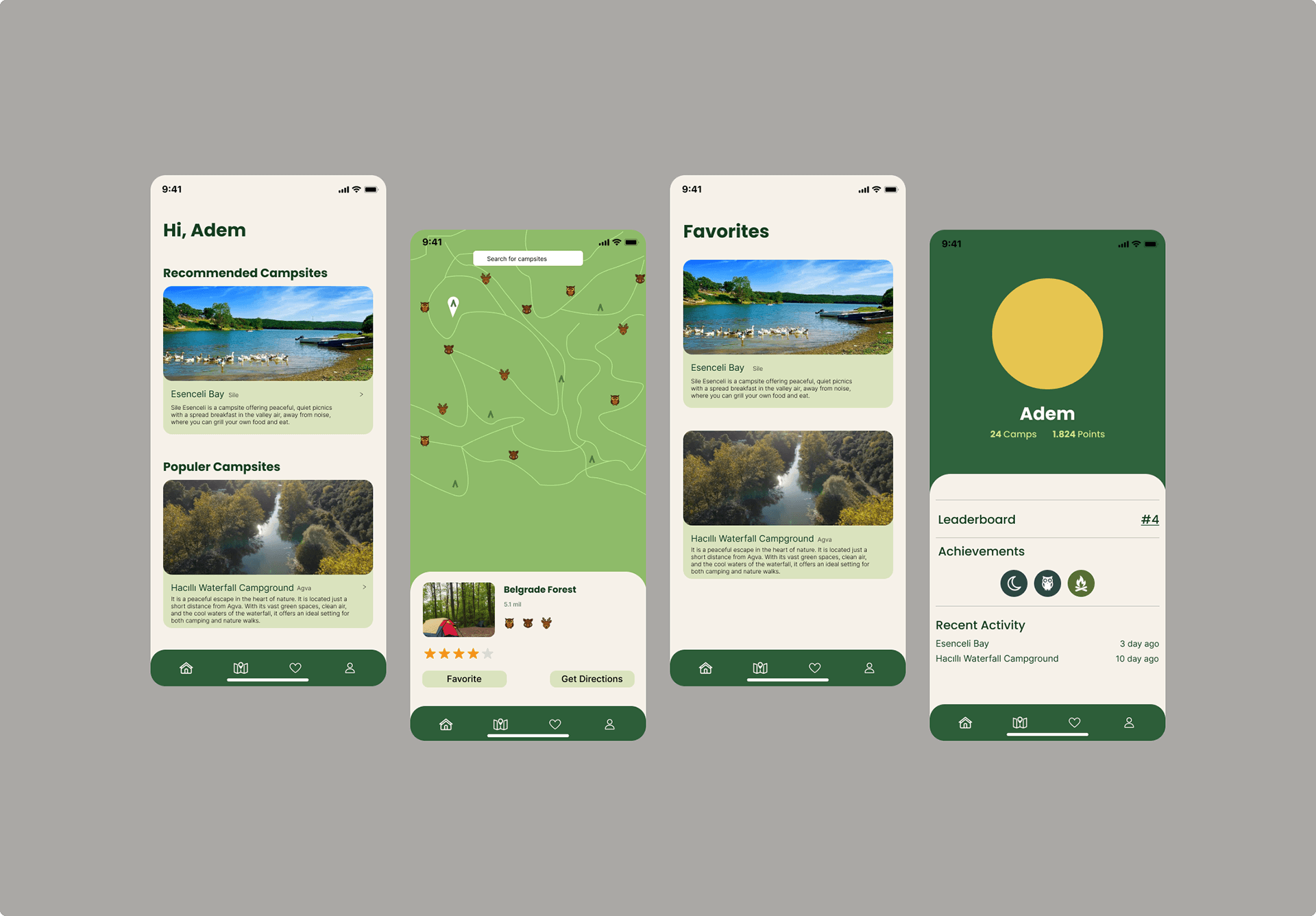 Camping Mobile App UI